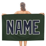 Custom Dark Green Navy Beach Towel