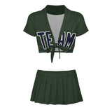 Custom Dark Green Navy Cheerleading Uniform Set