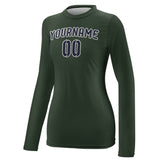 Custom Dark Green Navy Women's Long-Sleeve Shirt