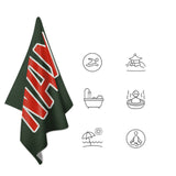 Custom Dark Green Orange Red Beach Towel