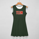 Custom Dark Green Orange Red Cheerleader Dress