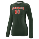Custom Dark Green Orange Red Women's Long-Sleeve Shirt