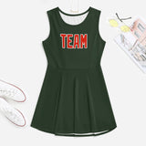 Custom Dark Green Orange Red Cheerleader Dress