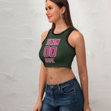 Custom Dark Green Pink Sleeveless Tank Top