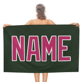 Custom Dark Green Pink Beach Towel