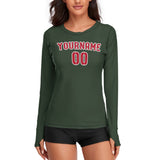 Custom Dark Green Red Women's Long-Sleeve Shirt