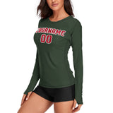 Custom Dark Green Red Women's Long-Sleeve Shirt