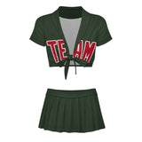 Custom Dark Green Red Cheerleading Uniform Set