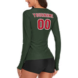 Custom Dark Green Red Women's Long-Sleeve Shirt