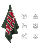 Custom Dark Green Red Beach Towel