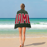 Custom Dark Green Red Beach Towel