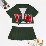 Custom Dark Green Red Cheerleading Uniform Set
