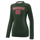 Custom Dark Green Red Women's Long-Sleeve Shirt