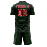 Custom Dark Green Red Soccer Jersey