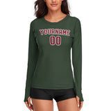 Custom Dark Green Crimson Red Women's Long-Sleeve Shirt