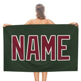 Custom Dark Green Crimson Red Beach Towel