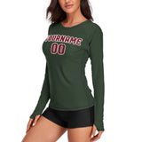Custom Dark Green Crimson Red Women's Long-Sleeve Shirt
