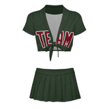 Custom Dark Green Crimson Red Cheerleading Uniform Set