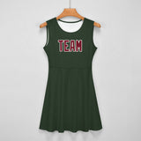 Custom Dark Green Crimson Red Cheerleader Dress