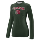 Custom Dark Green Crimson Red Women's Long-Sleeve Shirt