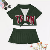 Custom Dark Green Crimson Red Cheerleading Uniform Set