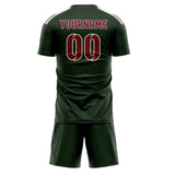 Custom Dark Green Crimson Red Soccer Jersey