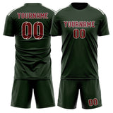 Custom Dark Green Crimson Red Soccer Jersey