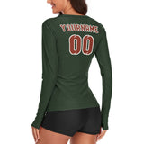 Custom Dark Green Coral Red Women's Long-Sleeve Shirt