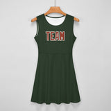 Custom Dark Green Coral Red Cheerleader Dress