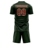 Custom Dark Green Coral Red Soccer Jersey