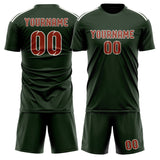 Custom Dark Green Coral Red Soccer Jersey