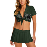 Custom Dark Green Black Cheerleading Uniform Set