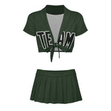 Custom Dark Green Black Cheerleading Uniform Set