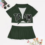 Custom Dark Green Black Cheerleading Uniform Set