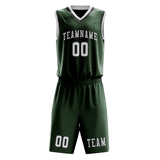 Custom Dark Green White Basketball Set