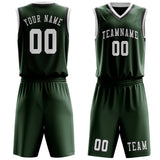 Custom Dark Green White Basketball Set