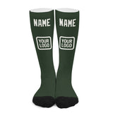 Custom Dark Green White Knee-High Sock