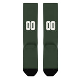 Custom Dark Green White Knee-High Sock