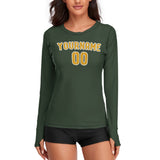Custom Dark Green Yellow Women's Long-Sleeve Shirt