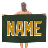 Custom Dark Green Yellow Beach Towel