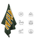 Custom Dark Green Yellow Beach Towel