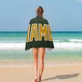 Custom Dark Green Yellow Beach Towel
