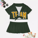 Custom Dark Green Yellow Cheerleading Uniform Set