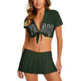 Custom Dark Green Dark Grey Cheerleading Uniform Set