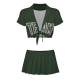 Custom Dark Green Dark Grey Cheerleading Uniform Set