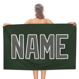Custom Dark Green Dark Grey Beach Towel