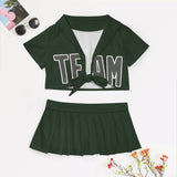 Custom Dark Green Dark Grey Cheerleading Uniform Set