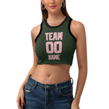 Custom Dark Green Light Pink Sleeveless Tank Top