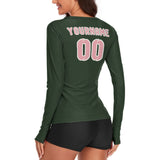 Custom Dark Green Light Pink Women's Long-Sleeve Shirt