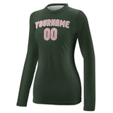 Custom Dark Green Light Pink Women's Long-Sleeve Shirt